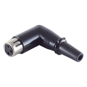 XLR-ST-F-H-ZW XLR 3-pins haakse (90°)  connector (vrouwelijk) - rubberen trekontlasting - zwart