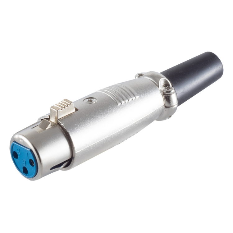 XLR-ST-F-MT XLR 3-pins connector (vrouwelijk) - rubberen trekontlasting - grijs/zwart