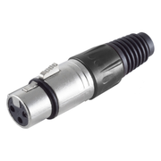 XLR-ST-F-ZW XLR 3-pins connector (vrouwelijk) - recht - met plastic trekontlasting - grijs/zwart