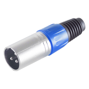 XLR-ST-M-BL XLR 3-pins connector (mannelijk) - Plastic trekontlasting - grijs/blauw