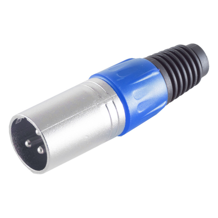 XLR-ST-M-BL XLR 3-pins connector (mannelijk) - Plastic trekontlasting - grijs/blauw