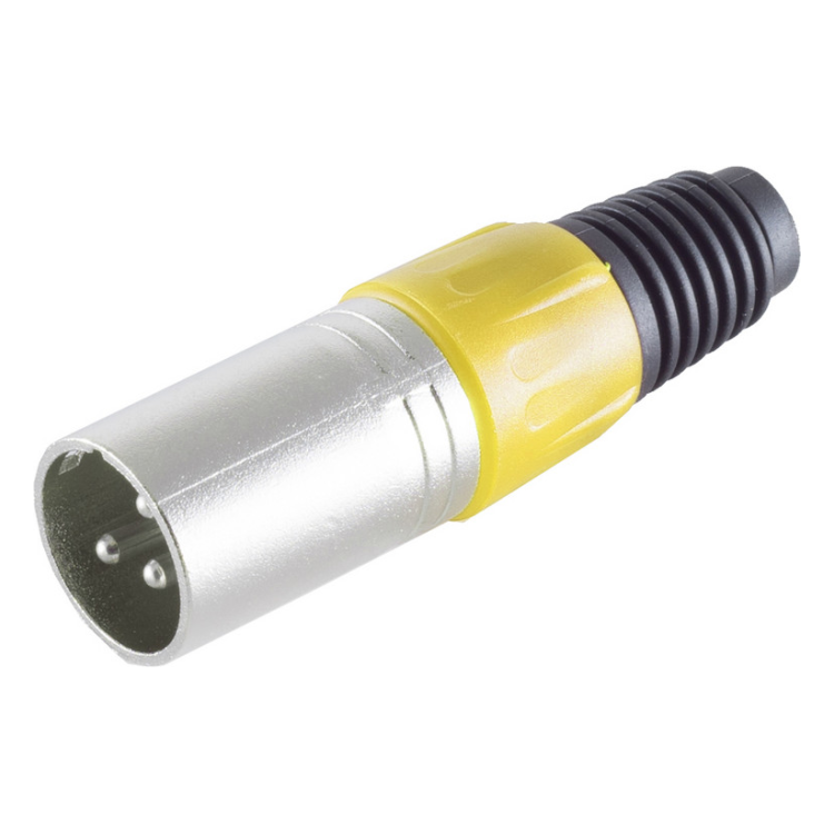 XLR-ST-M-GL XLR 3-pins connector (mannelijk) - Plastic trekontlasting - grijs/geel