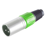 XLR-ST-M-GR XLR 3-pins connector (mannelijk) - Plastic trekontlasting - grijs/groen