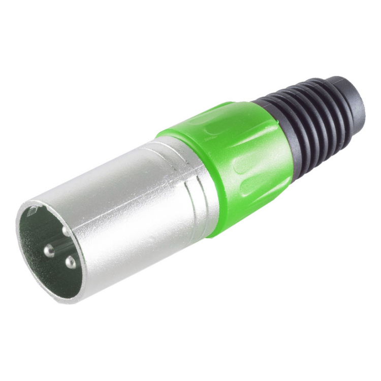 XLR-ST-M-GR XLR 3-pins connector (mannelijk) - Plastic trekontlasting - grijs/groen