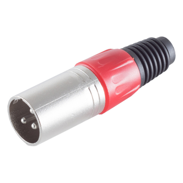 XLR-ST-M-RD XLR 3-pins connector (mannelijk) - Plastic trekontlasting - grijs/rood