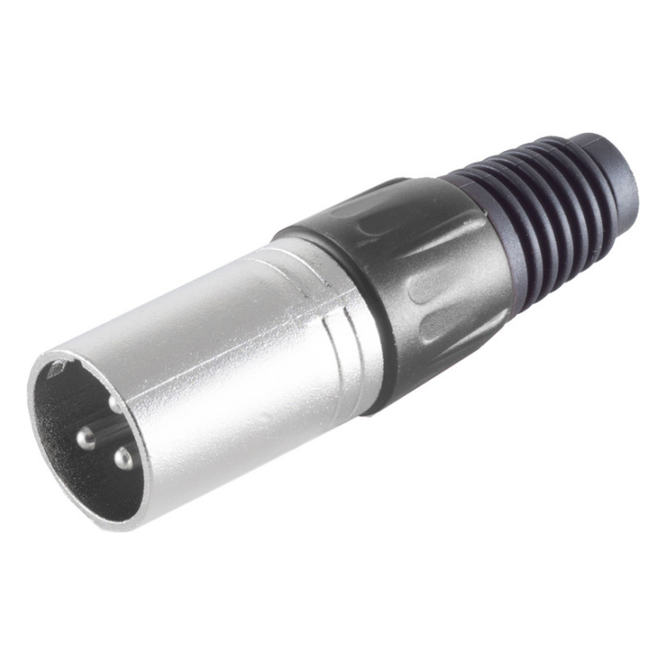 XLR-ST-M-ZW XLR 3-pins (m) connector - Plastic trekontlasting - Grijs/zwart