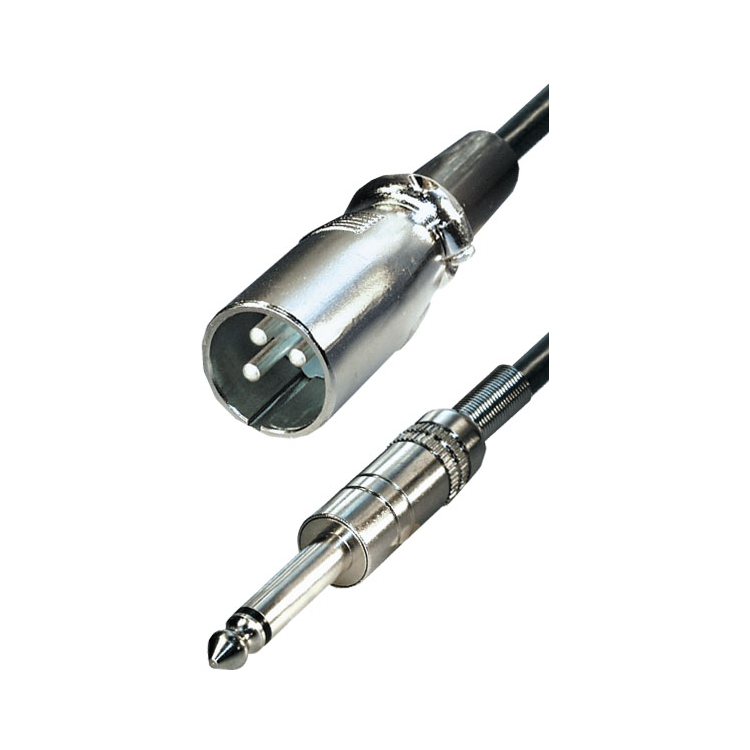 XLRM-6.35M-M-5 5 meter XLR male naar 6.35 mm jack male verloop - Mono