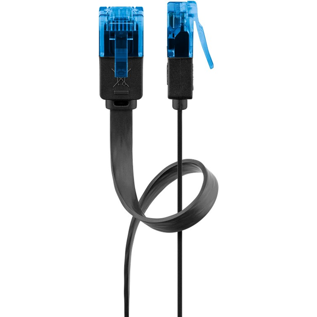 7 meter Cat 6a U/UTP platte netwerkkabel - 100% koper - Zwart